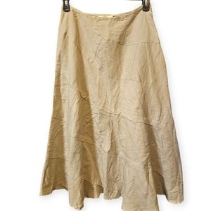 Sandro Midi Patchwork Tiered Linen Blend Skirt